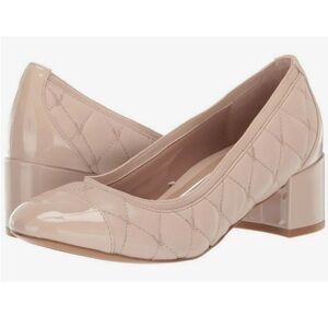 Vionic Beige Quilted Block Heel Shoes